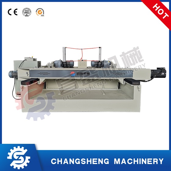Spindleless veneer peeling machine cutter blade installation and grinding method
