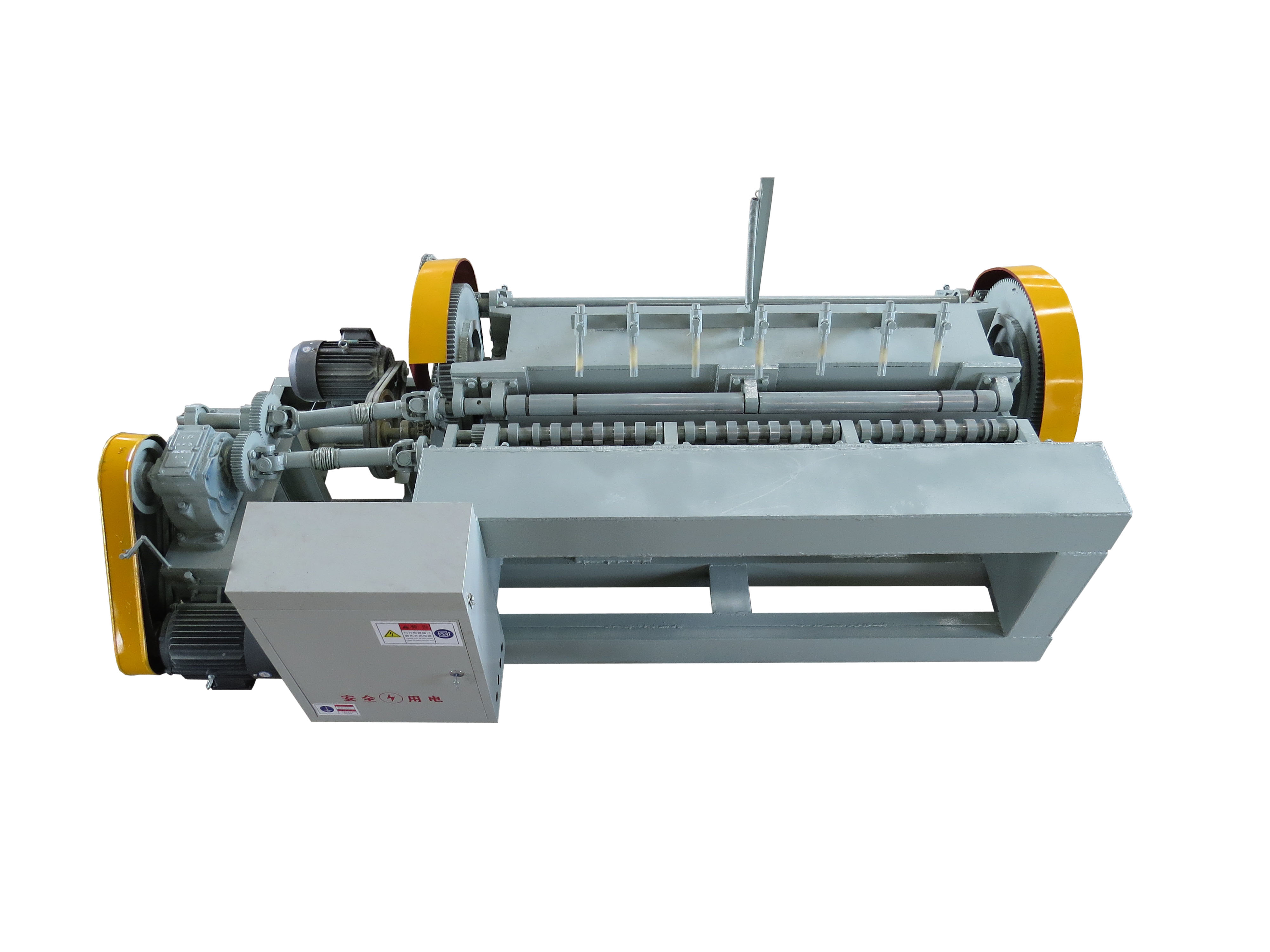 Wood core veneer peeling machine